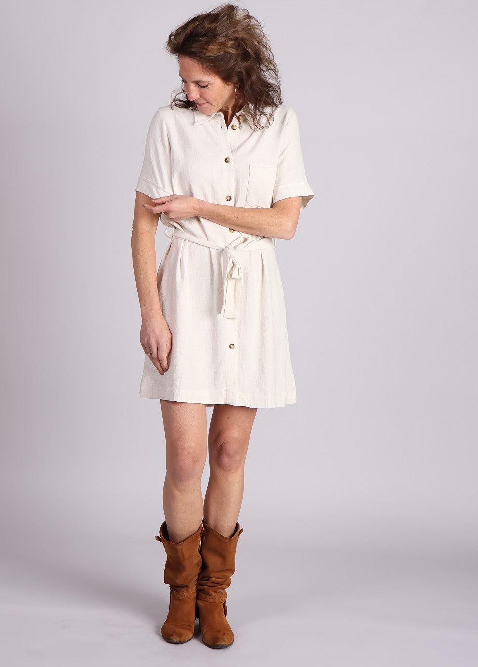 Linnen Jurken En Co Jurk Grace Mila Paquita Jurk Kort Linnen Beige