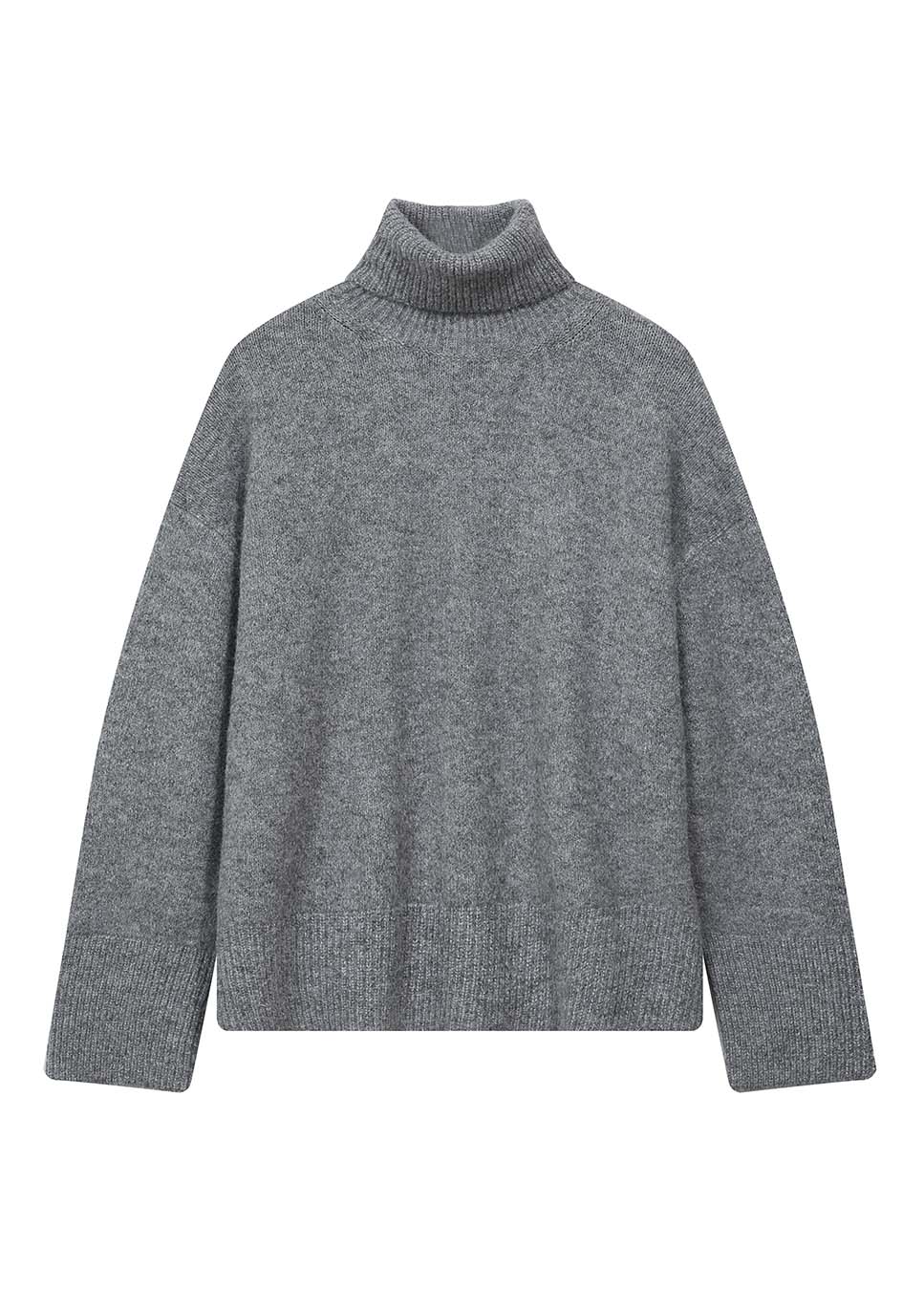 Grace & Mila Taxi coltrui gebreid wol oversized grijs voorkant