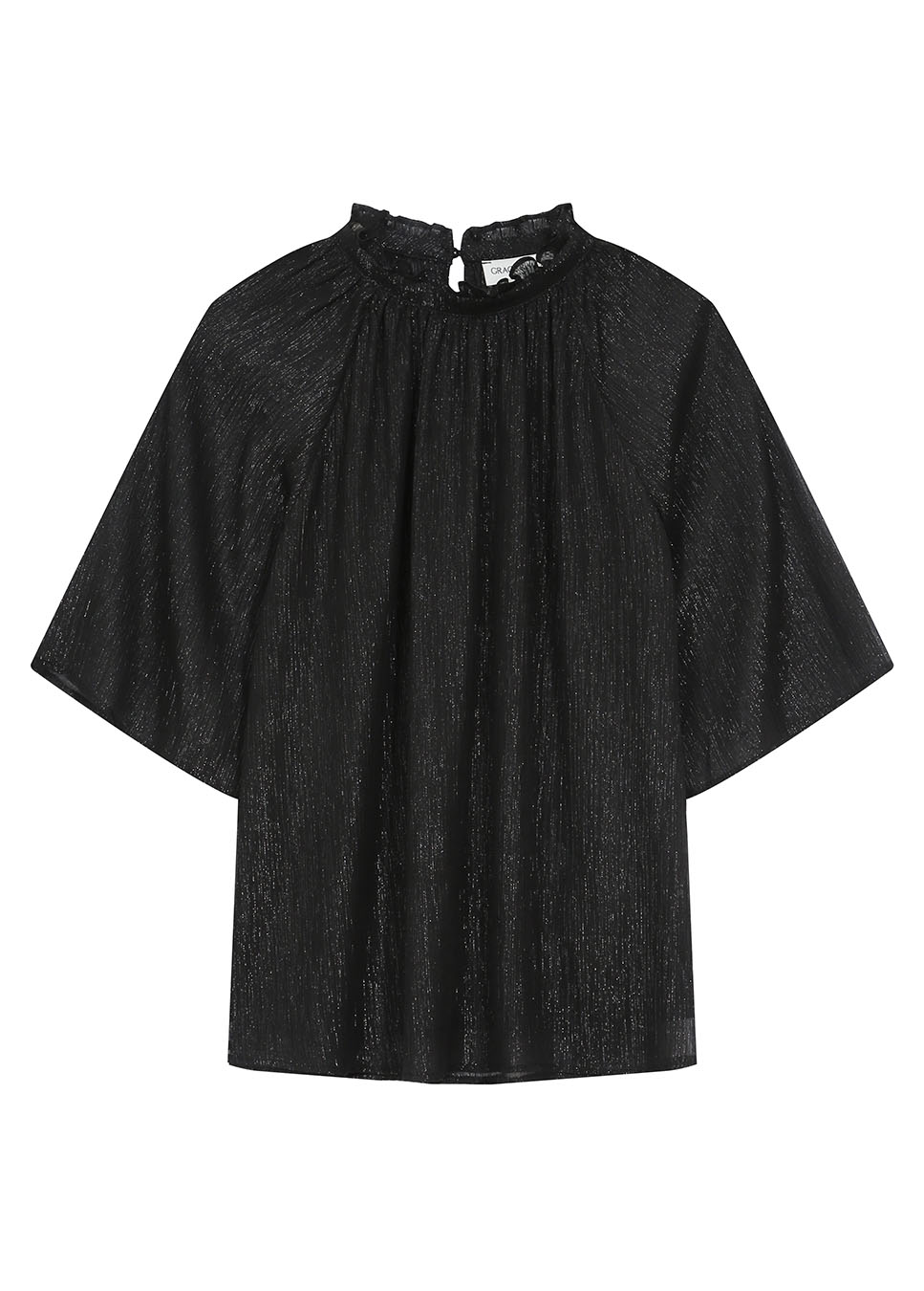 Grace & Mila Topaze top korte mouw glitter zwart voorkant