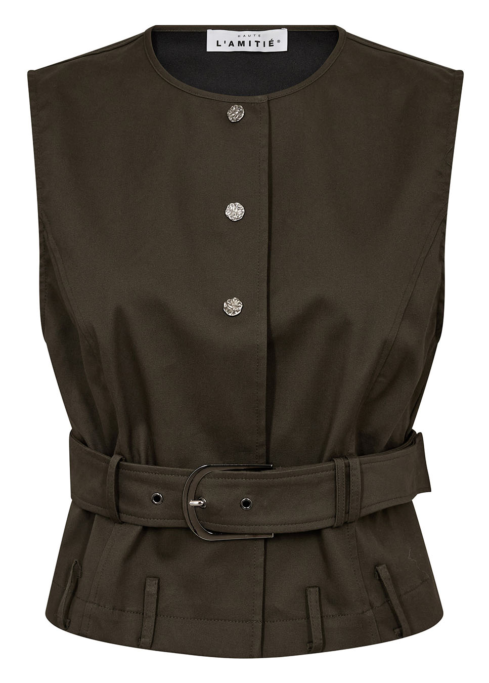 Haute L’Amitié Enya Belt Vest groen voorkant