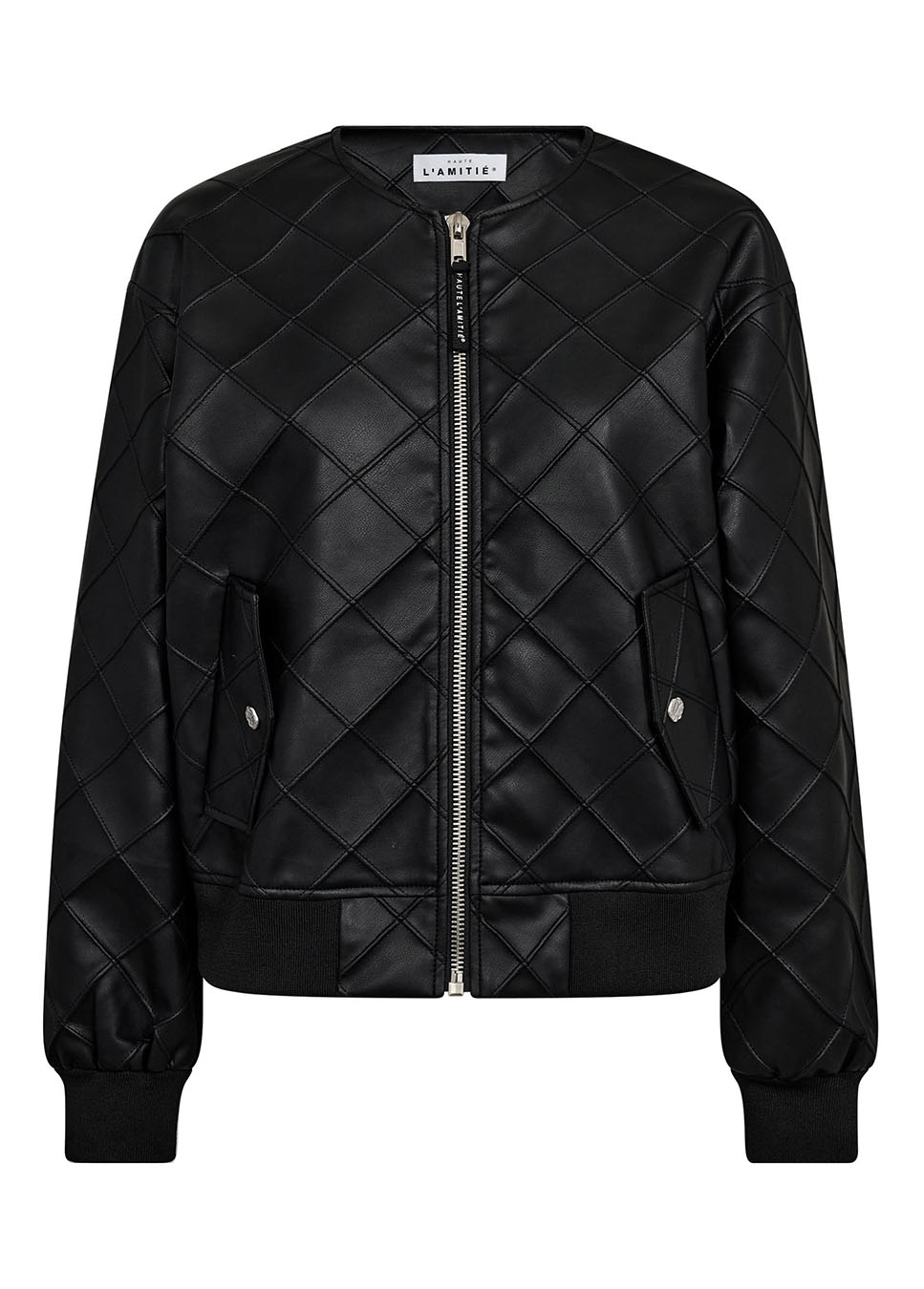 Haute L’Amitié Quilt PU Bomber jas zwart voorkant