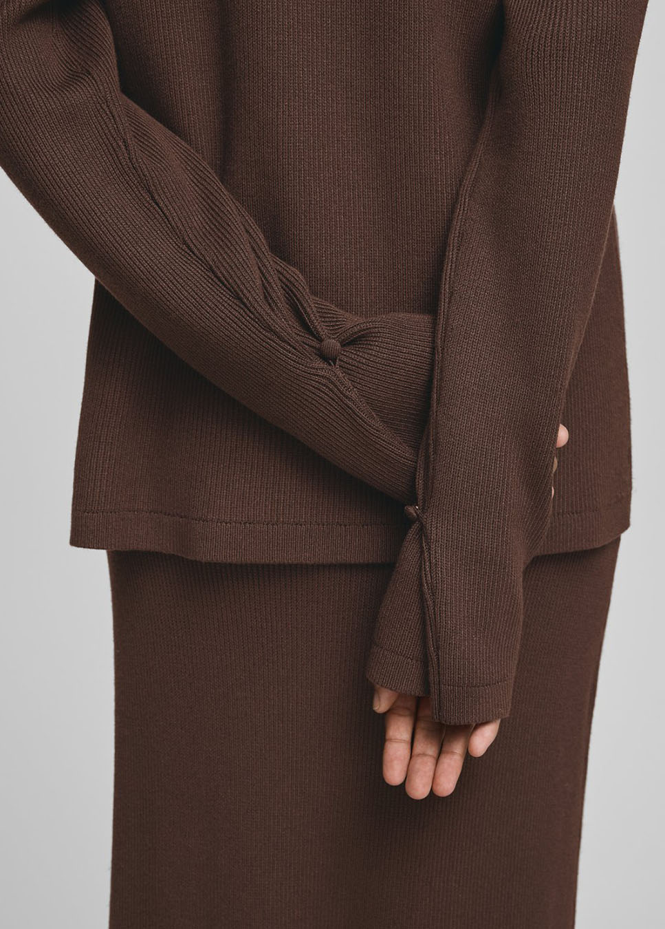 MSCH Copenhagen MSCHElfrida trui rib bruin achterkant trui detail
