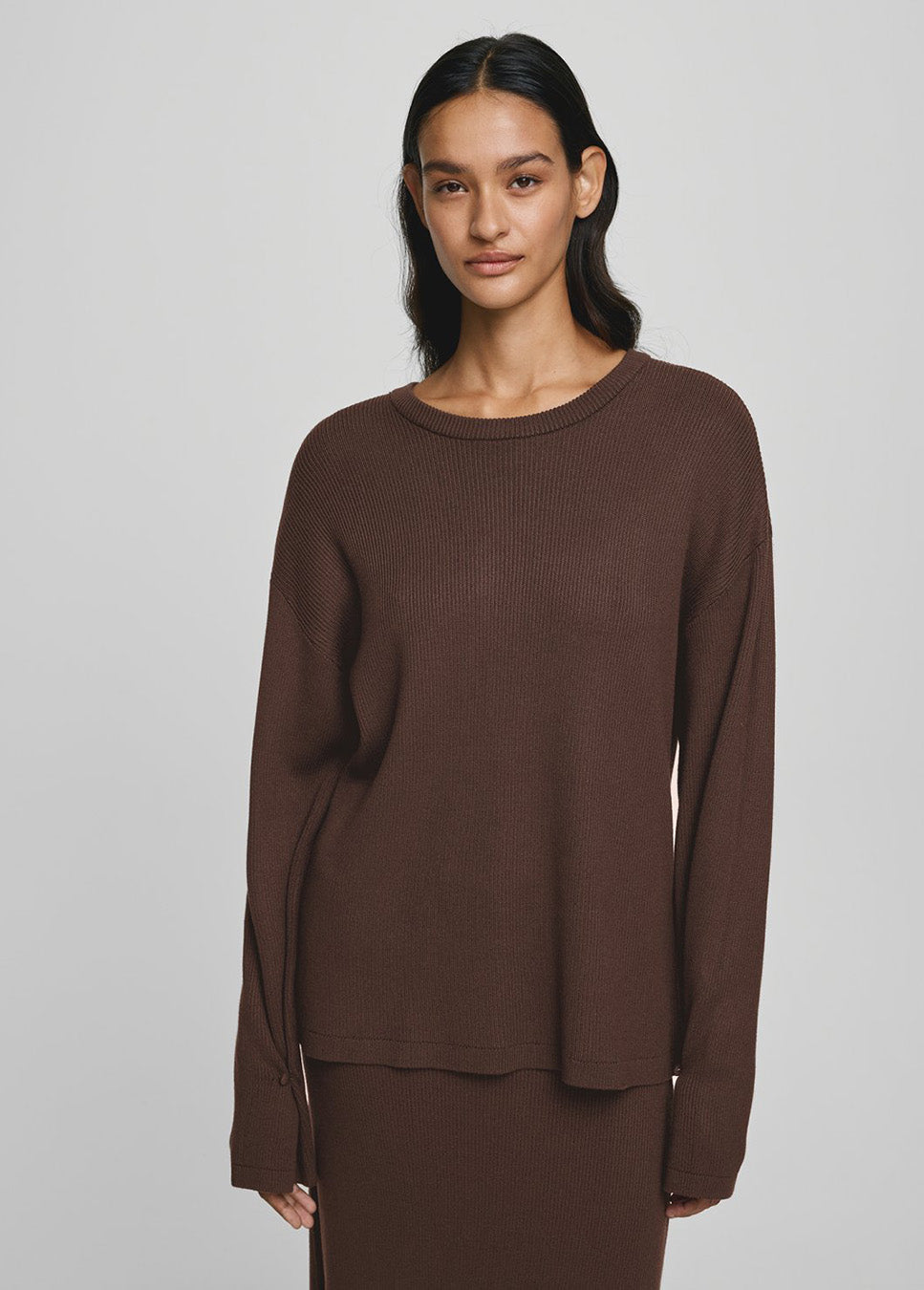MSCH Copenhagen MSCHElfrida trui rib bruin voorkant model