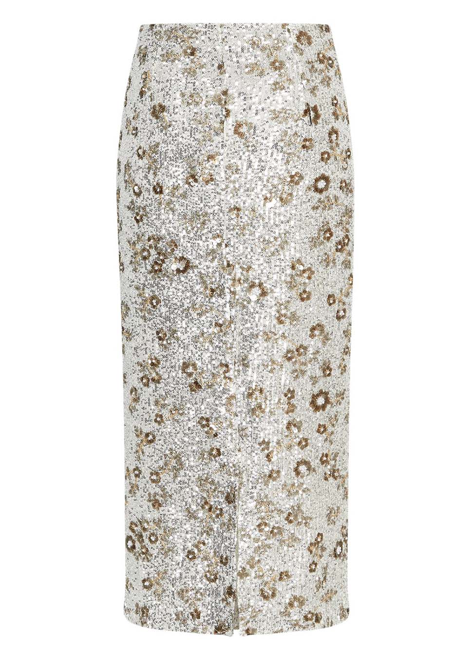 MSCH Copenhagen MSCHMagnolia HW Skirt midi pailletten zilver achterkant