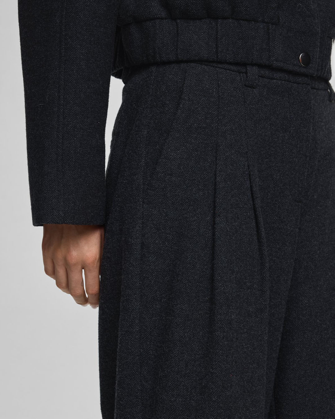 MSCH Copenhagen MSCHSeba pantalon wol donkergrijs detail broek