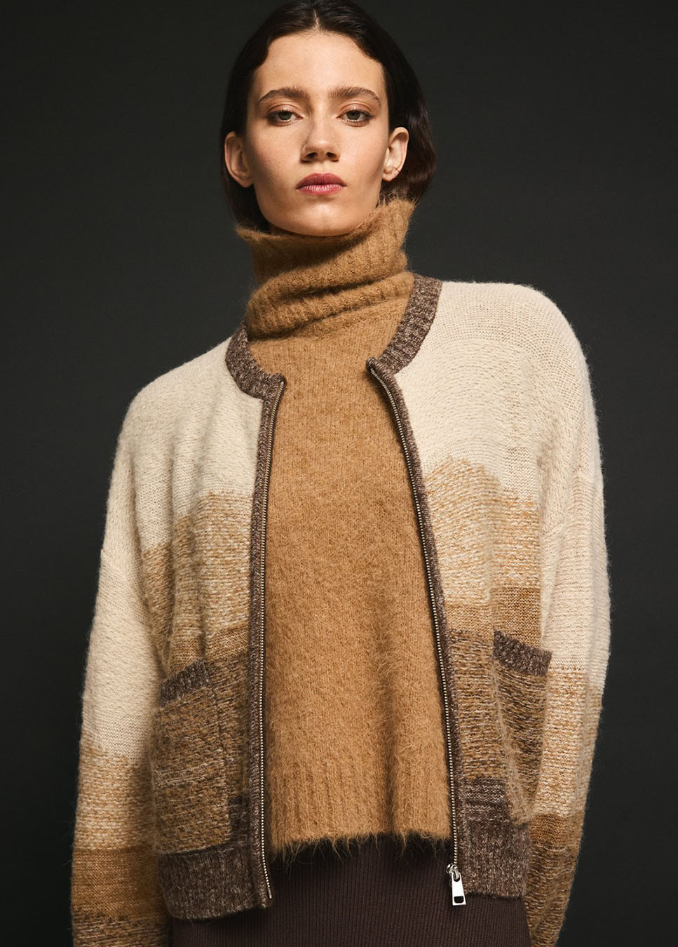 MSCH Copenhagen MSCHThira Salmia R spencer wolmix bruin op model met vest