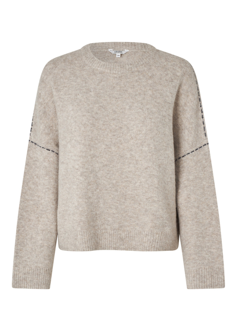 MbyM Gildar-M trui wolmix met stitch detail beige voorkant