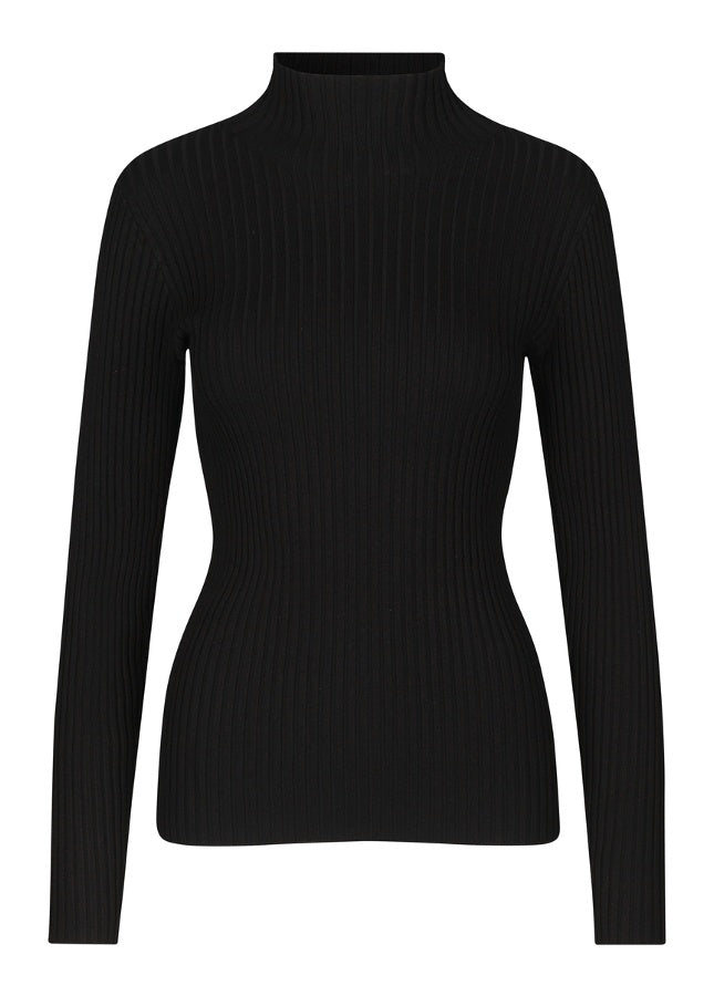 Black rib knitted turtleneck sweater Cate - Modstrom