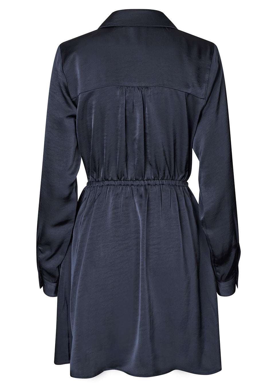 mbyM Nayah-M midi-jurk glanzend satijn blauw achterkant