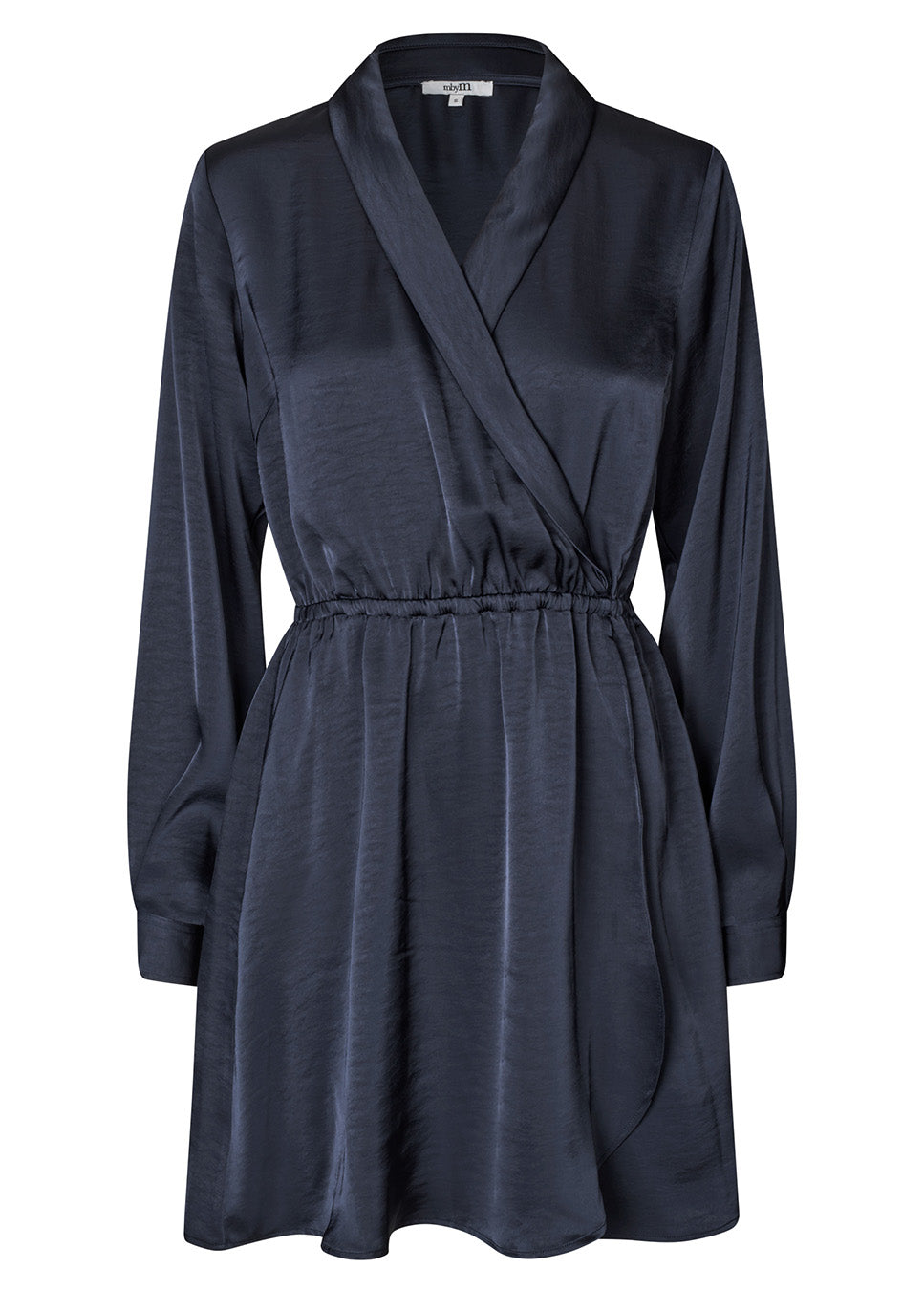 mbyM Nayah-M midi-jurk glanzend satijn blauw voorkant