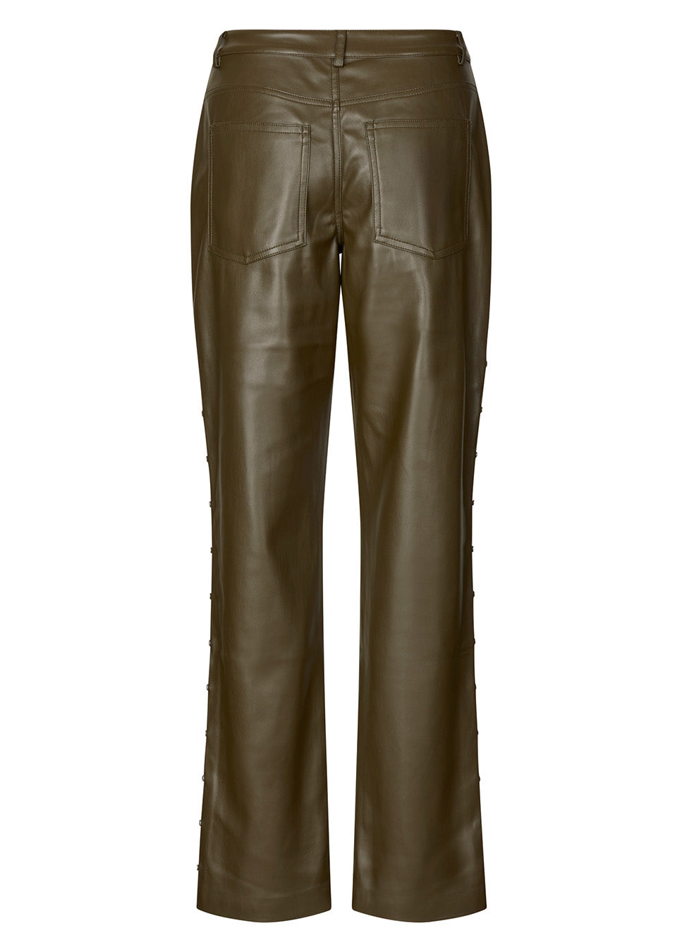 mbyM Petalla-M broek vegan leather met studs groen achterkant