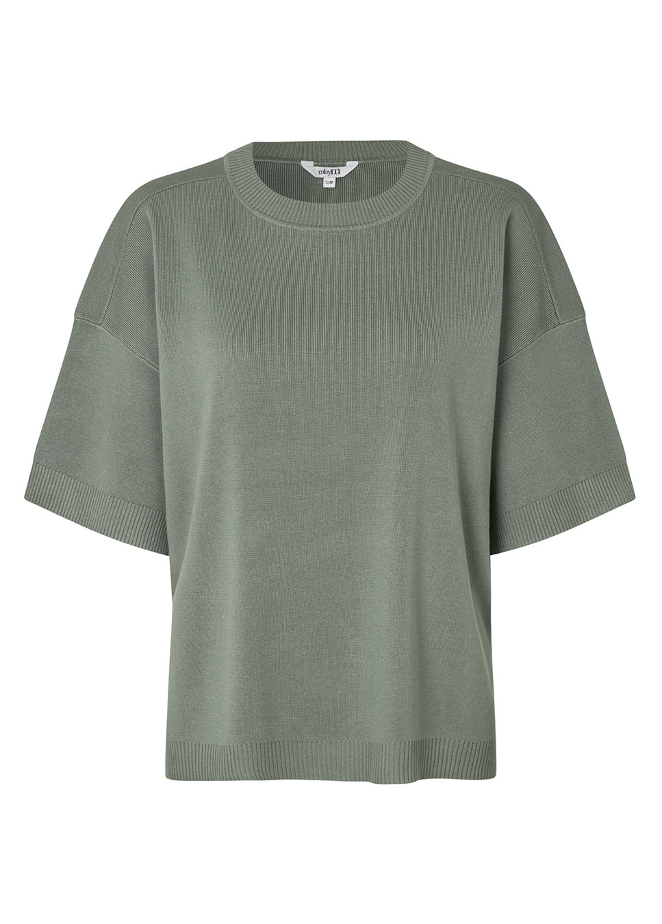 mbyM Sitta-M trui fijn gebreid korte mouwen groen voorkant